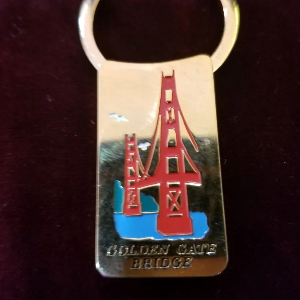 Vintage 90's Gold Plated Solid Brass Keychain - Go
